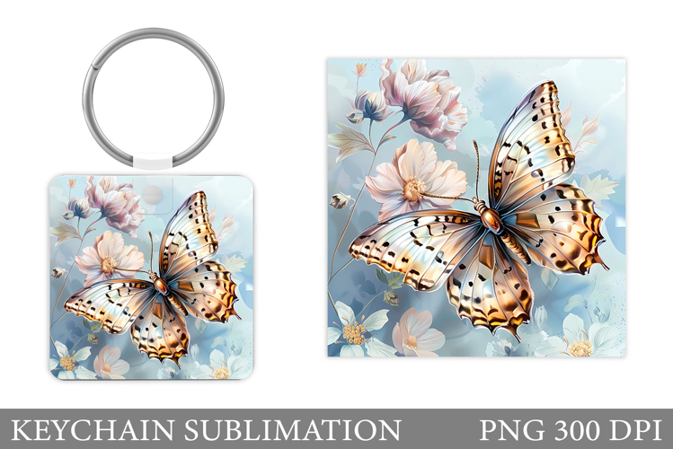 Butterfly Keychain Design. Butterfly Square Keychain