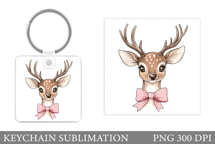 Cute Deer Keychain Design. Deer Keychain Sublimation