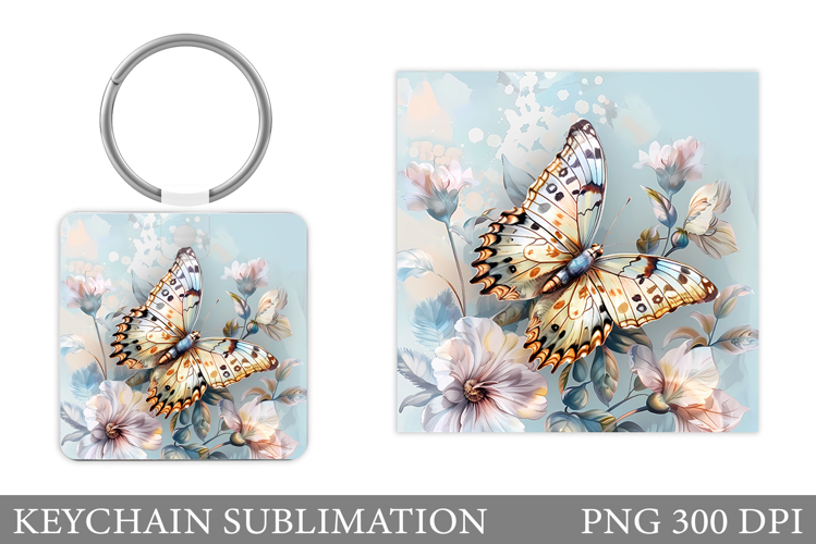 Butterfly Keychain Design. Butterfly Flowers Keychain