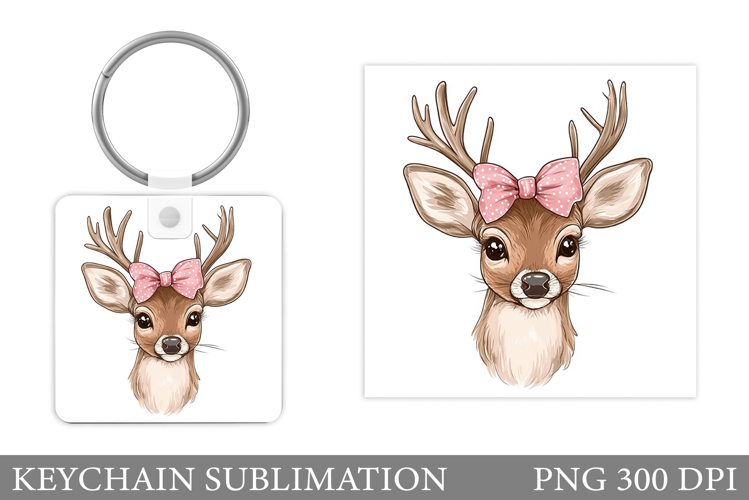 Cute Deer Keychain Design. Deer Keychain Sublimation