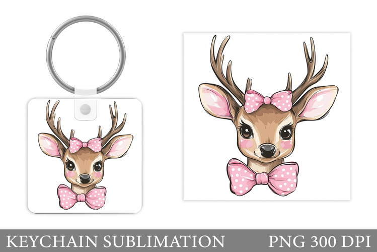 Cute Deer Keychain Design. Deer Keychain Sublimation