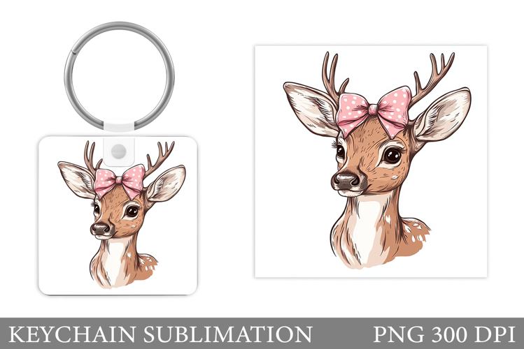 Cute Deer Keychain Design. Deer Keychain Sublimation