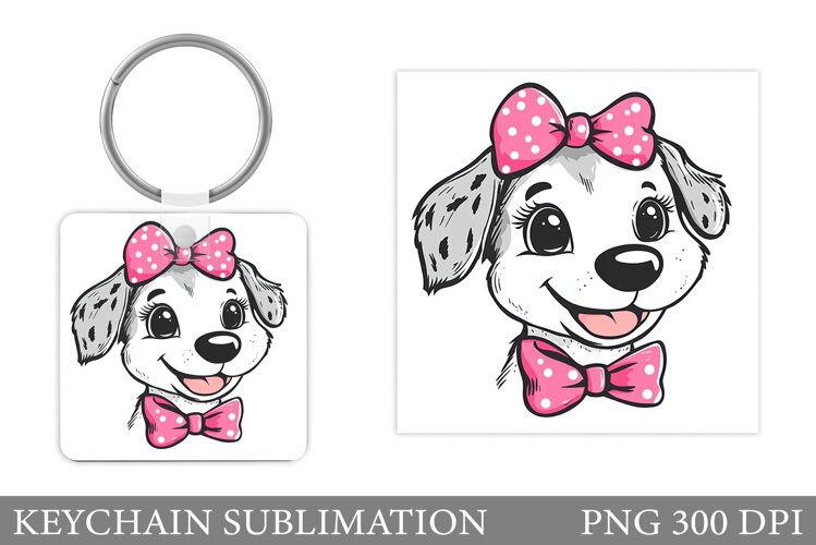 Cute Dog Keychain Design. Dog Sublimation example image 1