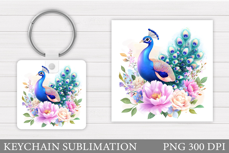 Peacock Keychain Design. Peacock Sublimation example image 1