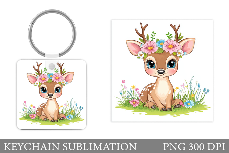 Cute Deer Keychain Design. Deer Keychain Sublimation
