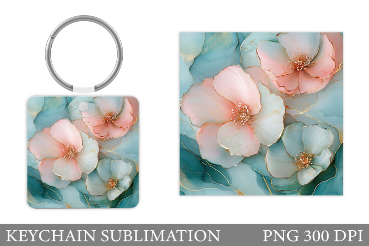 Flowers Keychain Sublimation. Floral Keychain Design