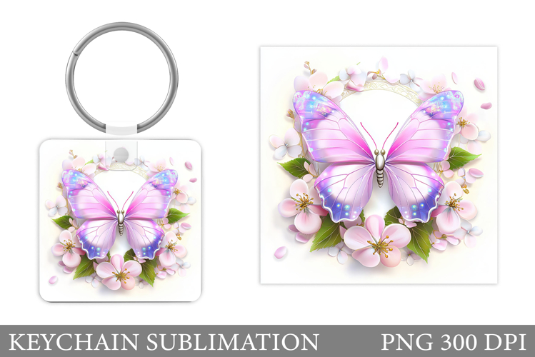 Butterfly Keychain Design. Butterfly Flowers Keychain