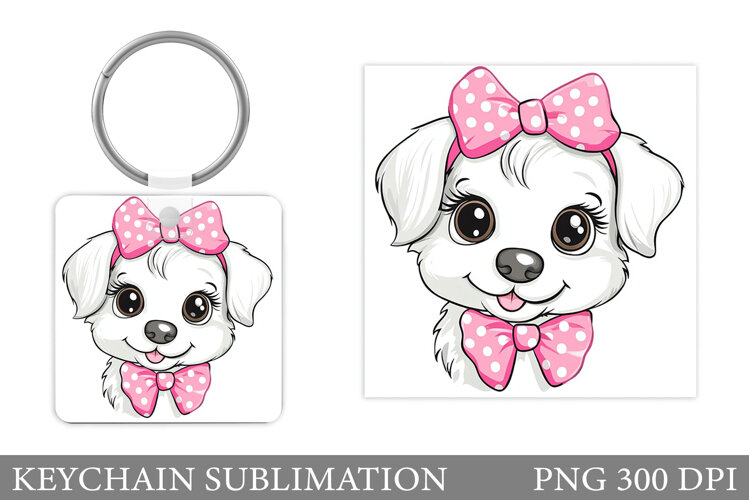 Cute Dog Keychain Design. Dog Sublimation example image 1