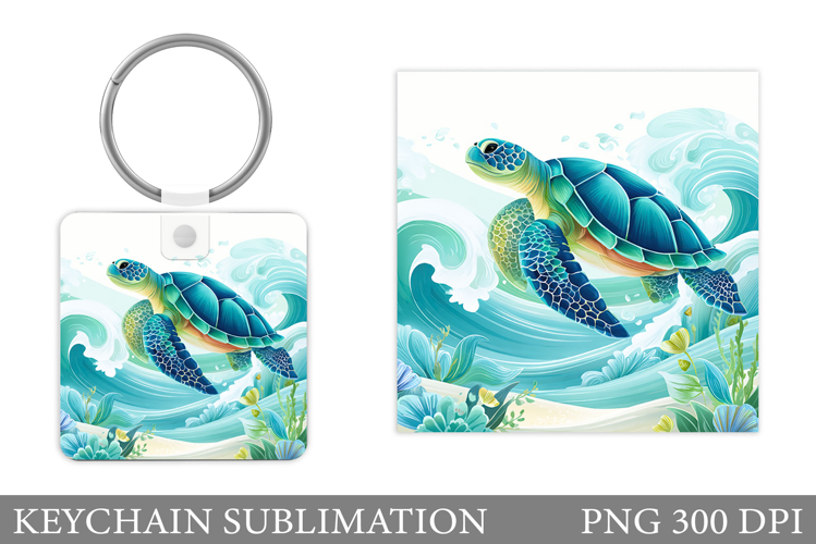 Turtle Keychain Sublimation. Turtle Keychain Design