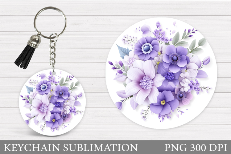 Flowers Keychain Sublimation. Floral Keychain Design