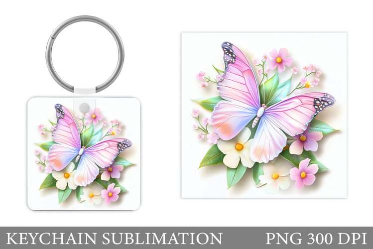 Butterfly Keychain Design. Butterfly Flowers Keychain
