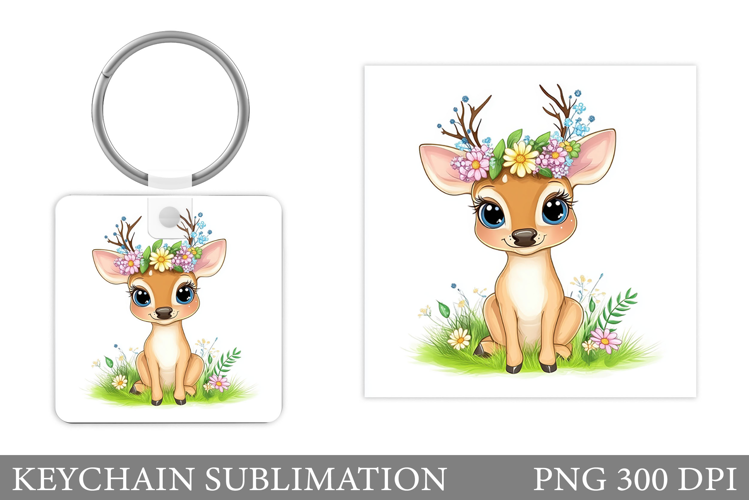 Cute Deer Keychain Design. Deer Keychain Sublimation