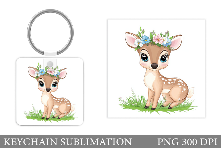 Cute Deer Keychain Design. Deer Keychain Sublimation