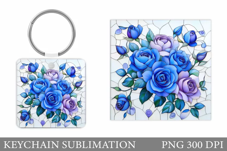 Roses Keychain Sublimation. Flowers Keychain Design