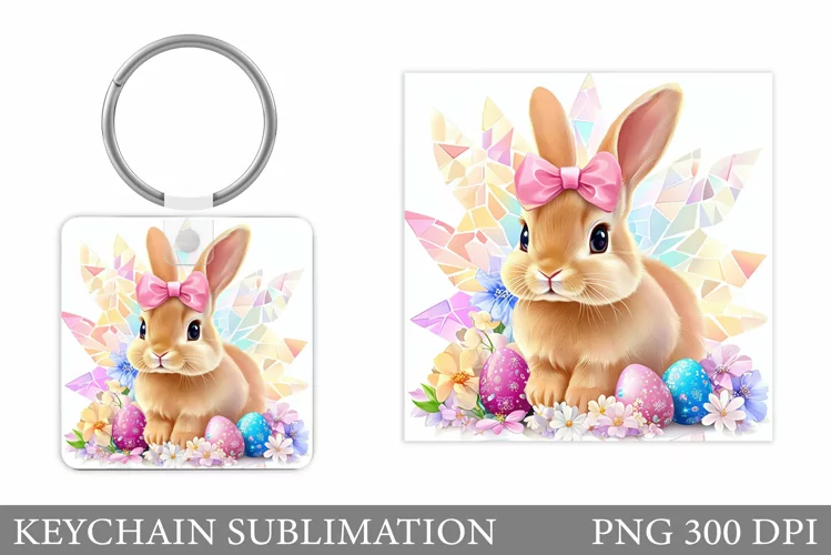 Easter Bunny Keychain Design. Easter Keychain Sublimation