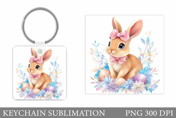 Easter Bunny Keychain Design. Easter Keychain Sublimation