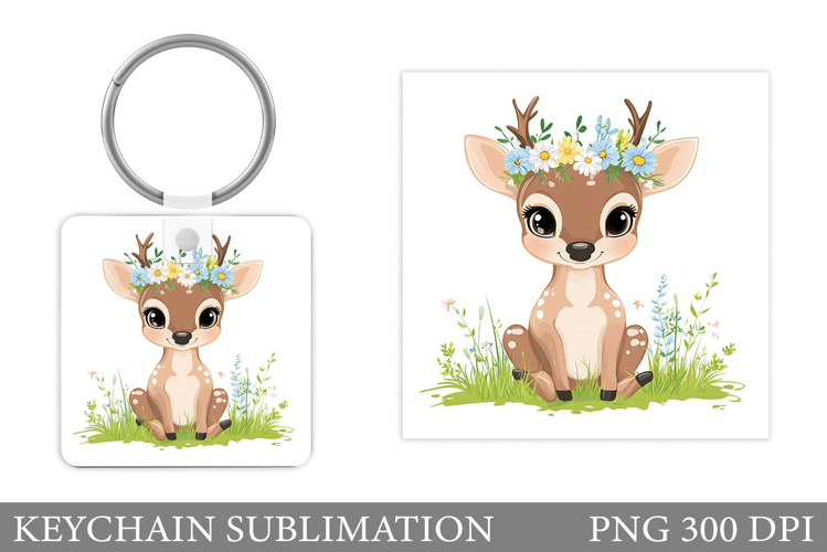 Cute Deer Keychain Design. Deer Keychain Sublimation