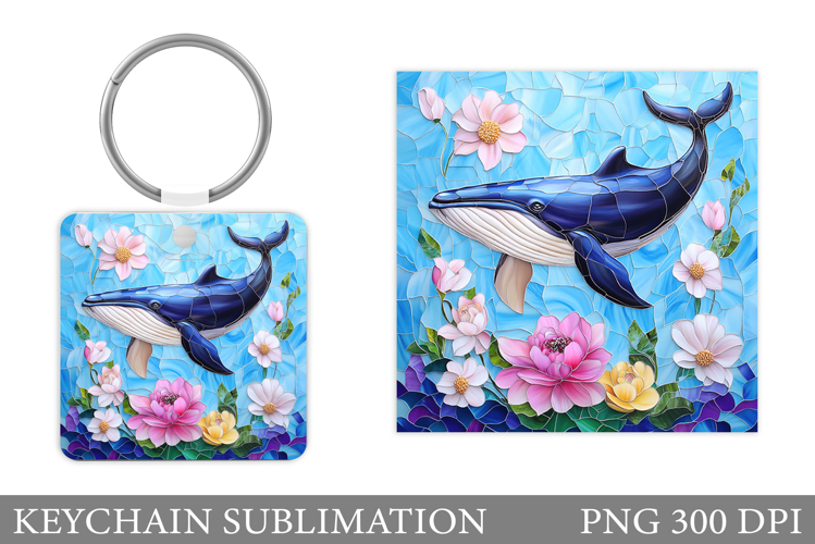 Whale Keychain Sublimation. Whale Square Keychain Design