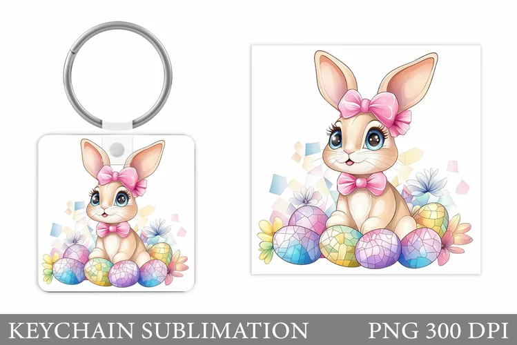 Bunny Keychain Design. Easter Keychain Sublimation
