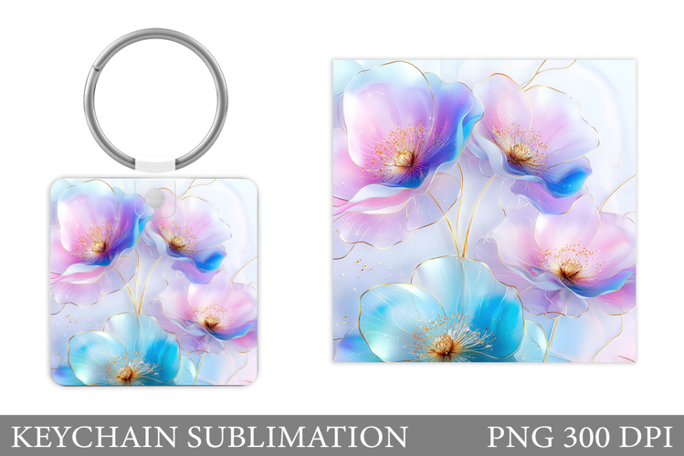 Flowers Keychain Design. Floral Keychain Sublimation