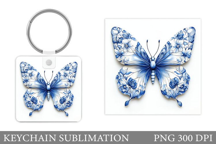 Butterfly Keychain Design. Butterfly Square Keychain