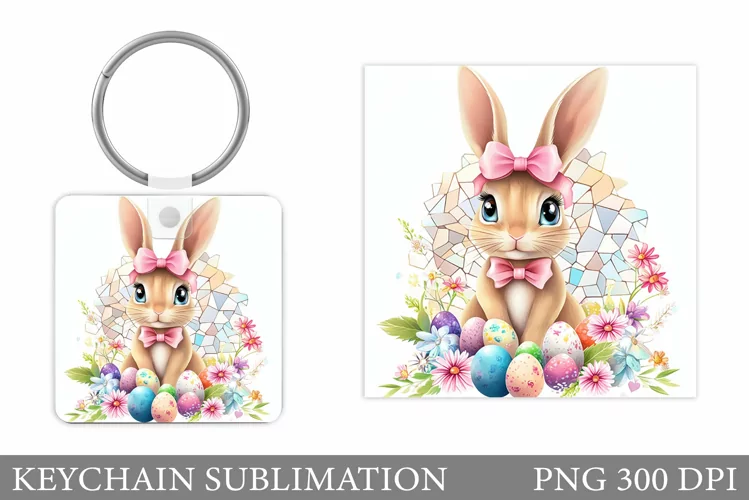 Bunny Keychain Design. Easter Keychain Sublimation