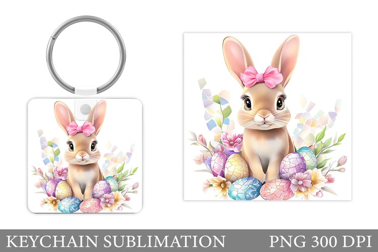 Easter Bunny Keychain Design. Easter Keychain Sublimation example image 1
