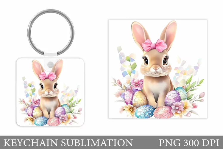 Easter Bunny Keychain Design. Easter Keychain Sublimation
