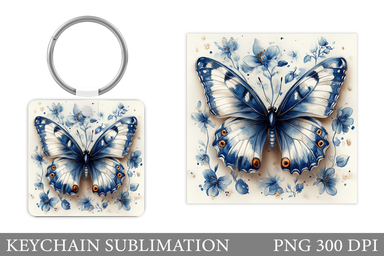 Butterfly Keychain Design. Butterfly Square Keychain