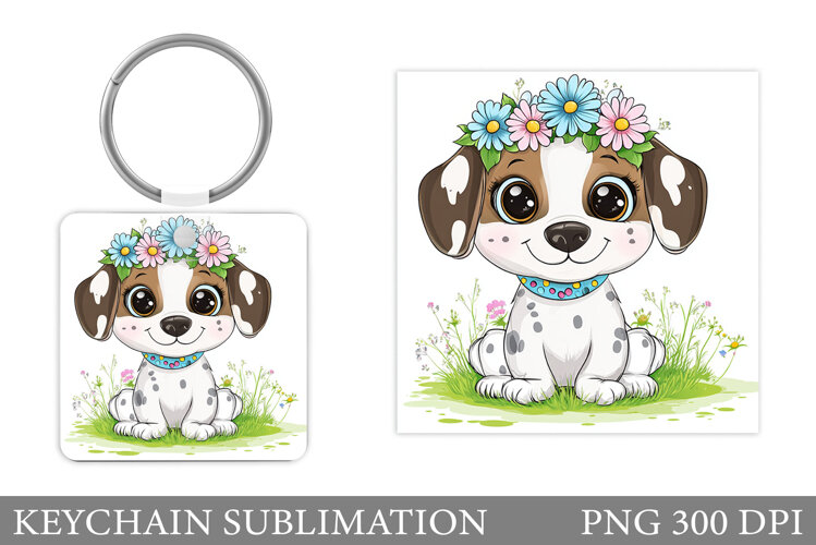 Cute Dog Keychain Design. Cute Dog Sublimation example image 1