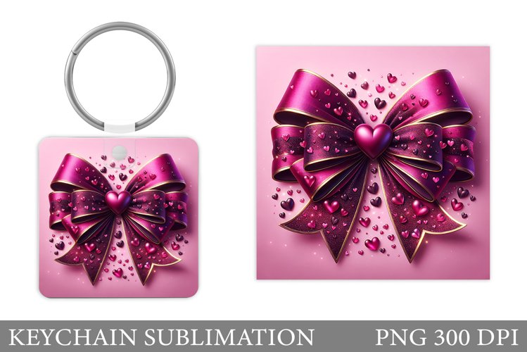 Valentine Bow Keychain. Valentine Keychain Sublimation