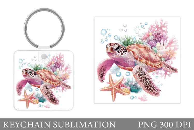 Turtle Keychain Sublimation. Turtle Keychain Design