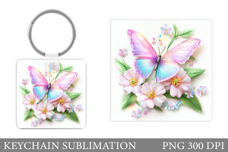 Butterfly Keychain Design. Butterfly Flowers (5473042)