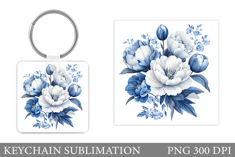 Flowers Keychain Sublimation. Floral Keychain Design