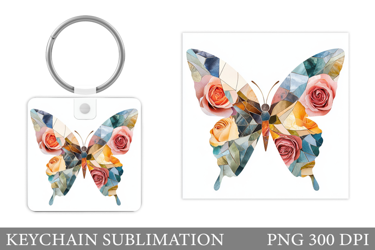 Butterflies Keychain Design. Butterfly Keychain Sublimation
