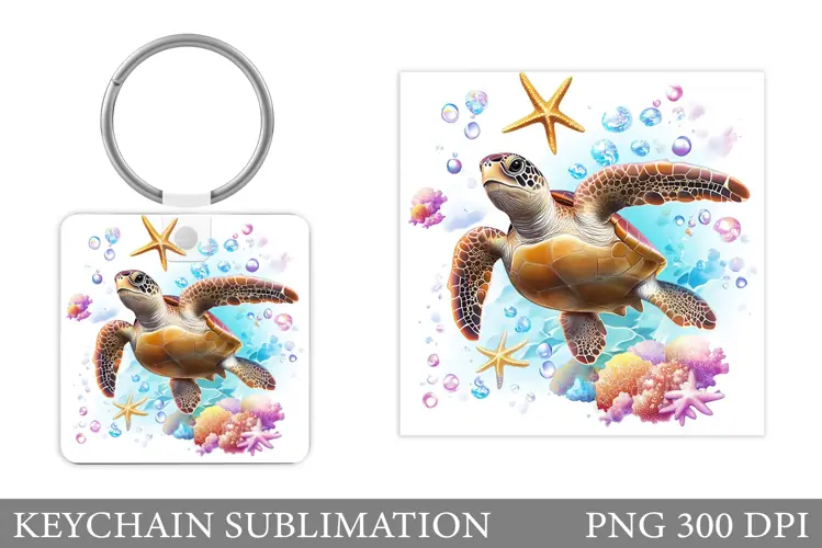 Turtle Keychain Sublimation. Turtle Keychain Design
