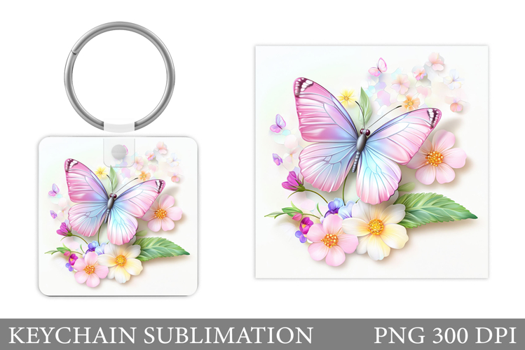 Butterfly Keychain Design. Butterfly Flowers Keychain