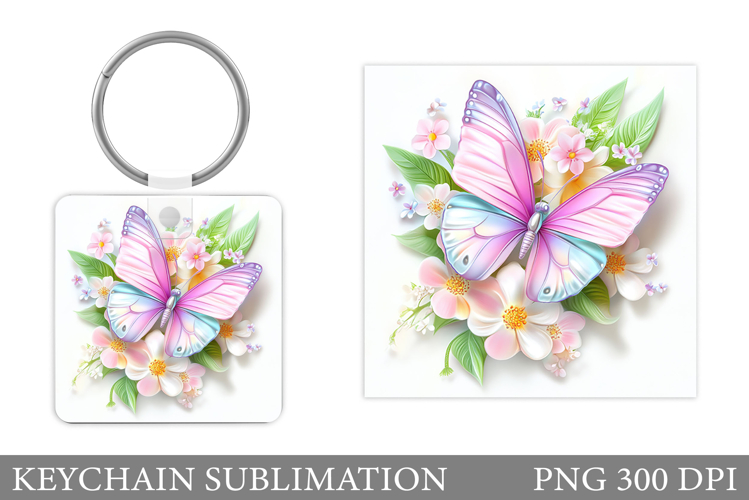Butterfly Keychain Design. Butterfly Flowers Keychain