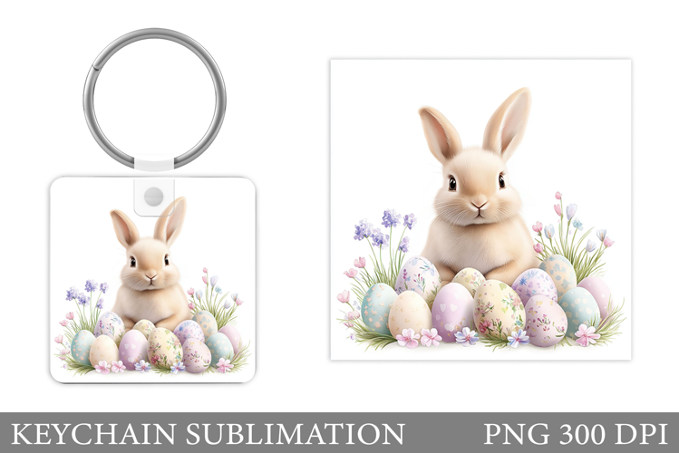 Easter Bunny Keychain Design. Easter Keychain Sublimation