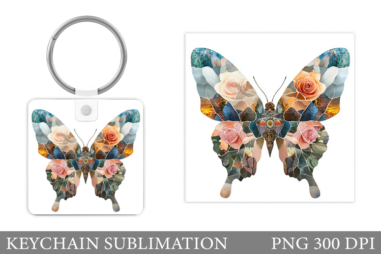 Butterflies Keychain Design. Butterfly Keychain Sublimation
