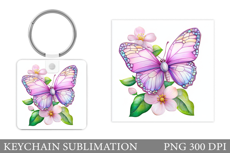 Butterfly Keychain Design. Butterfly Flowers Keychain example image 1