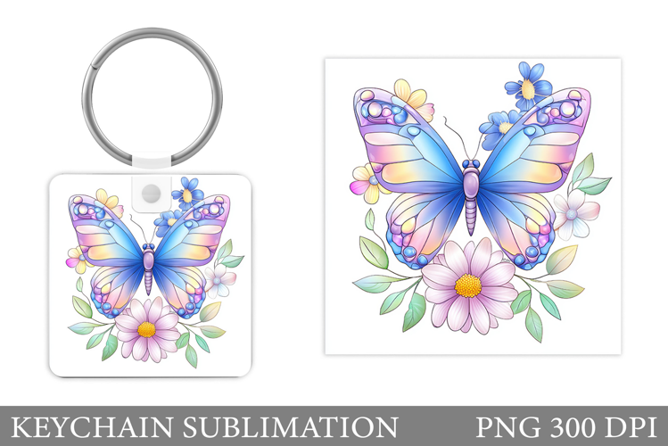 Butterfly Keychain Design. Butterfly Flowers Keychain