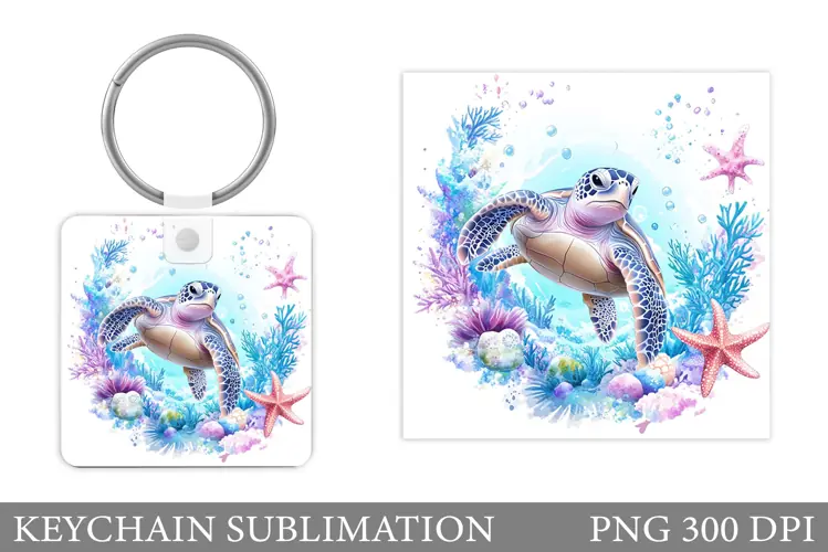 Turtle Keychain Sublimation. Turtle Keychain Design