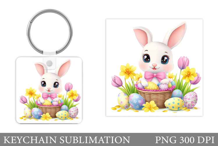 Easter Bunny Keychain Design. Easter Keychain Sublimation