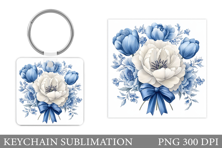 Flowers Keychain Sublimation. Floral Keychain Design