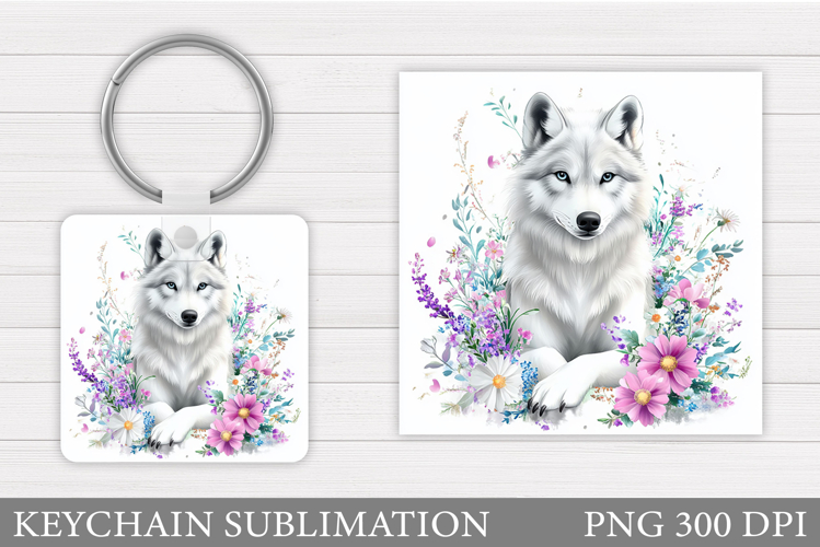 Cute Wolf Keychain Design. Wolf Sublimation