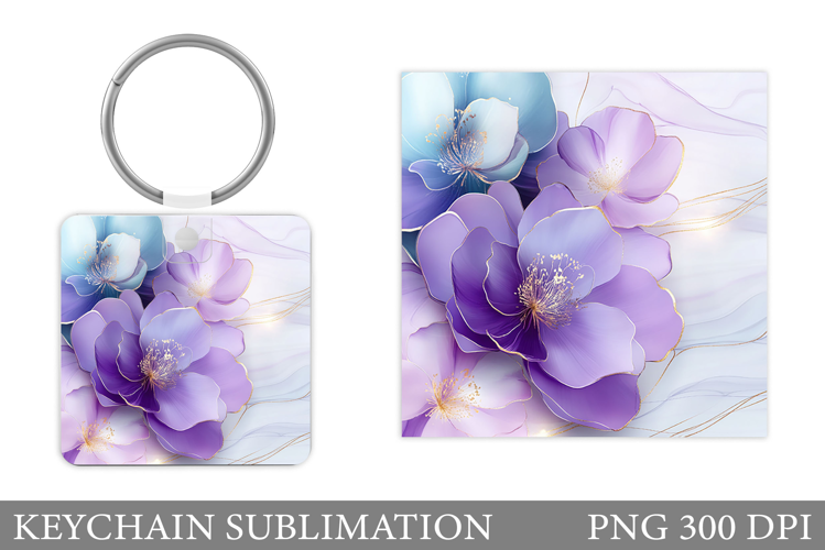 Flowers Keychain Design. Floral Keychain Sublimation
