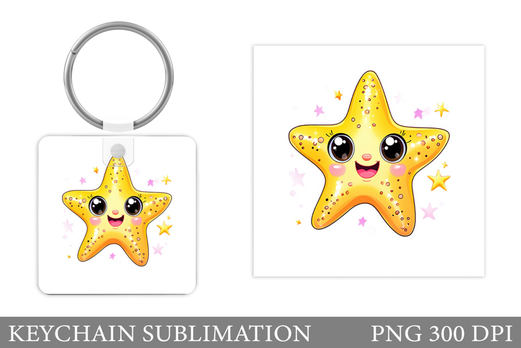Cute Starfish Keychain Design. Starfish Sublimation