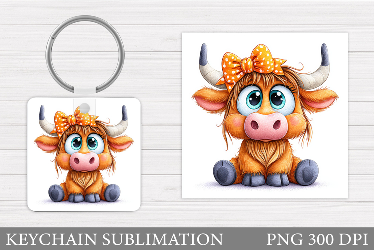 Cute Cow Keychain Design. Funny Cow Keychain Sublimation