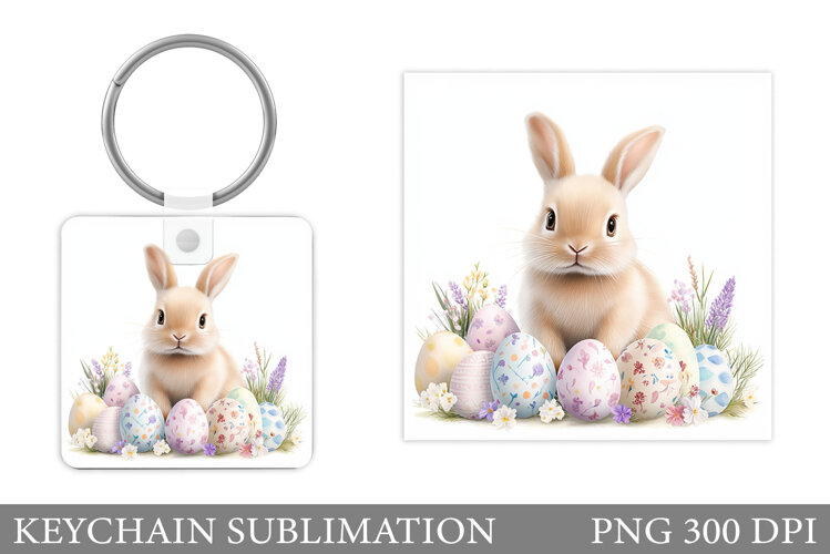Easter Bunny Keychain Design. Easter Keychain Sublimation example image 1